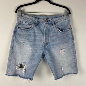 Levi's 501 Slouch Short Slouch Around Bermuda Button Fly Size 30 Distressed